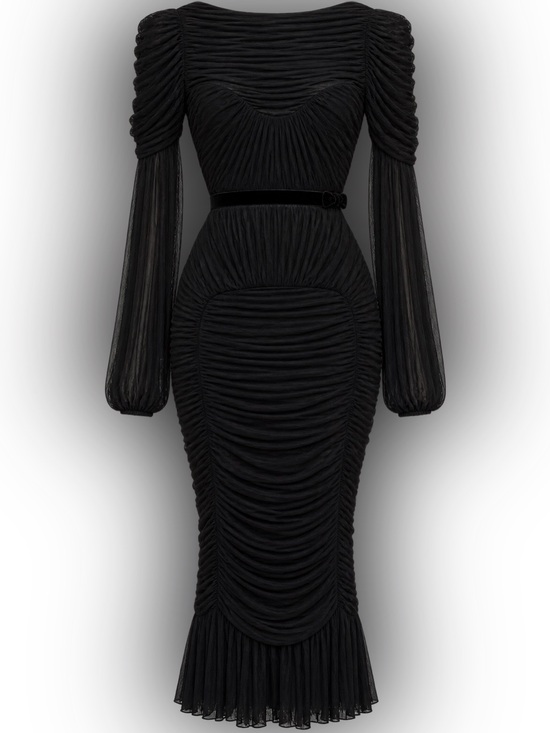 Tom Ford Dresses & Skirts - Tom Ford Black Ruched Long-Sleeve Midi Dress